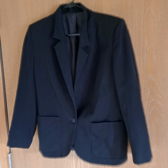 Vtg. 80's Paul Stanley/Coco Beland Black Wool Boxy Classic Blazer 6 - Picture 6 of 10